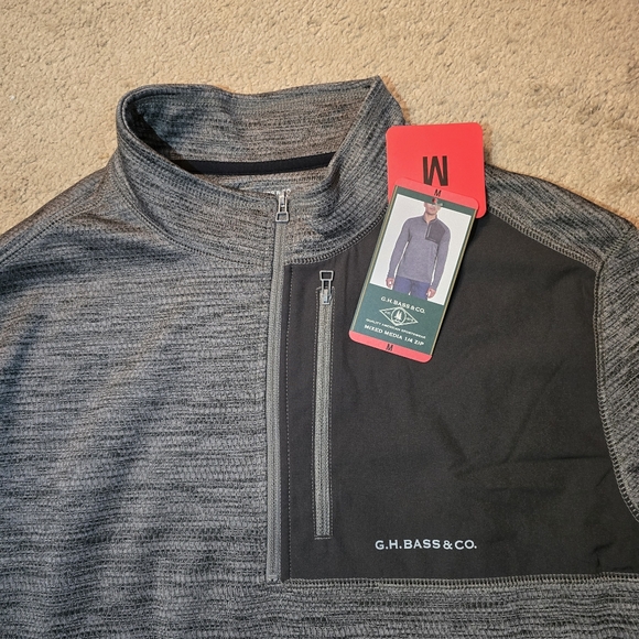 G.H. Bass Men's Quarter Zip Fleece Top Zippered Chest Pocket Size M Medium Gray - Picture 3 of 11